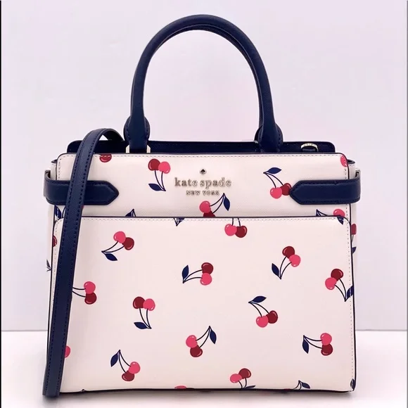 Kate Spade Staci Medium Satchel Dancing Cherries Crossbody - Picture 11 of 14